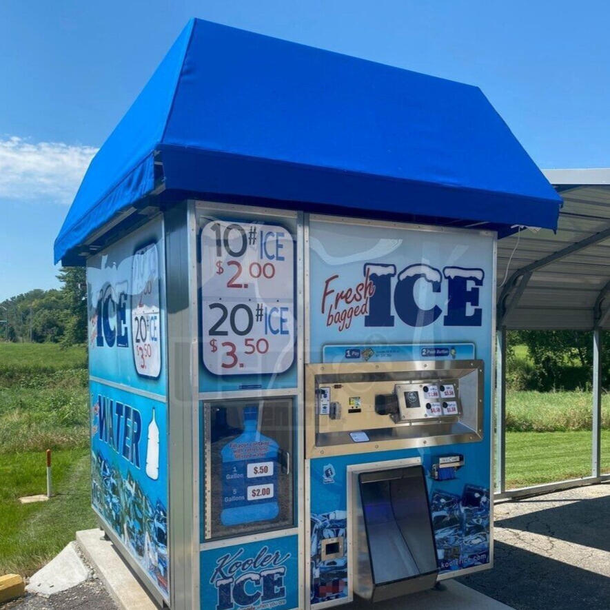 CJTK Holdings ice and water vending machine at a high-traffic location